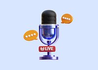 Live Podcast 3D Icon Illustration