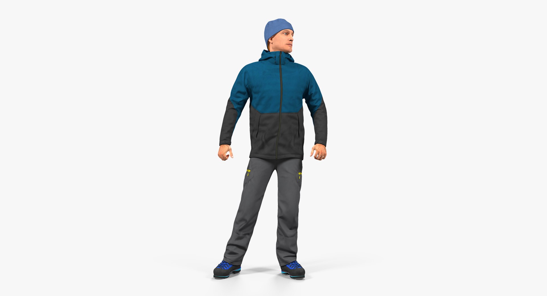 Winter Men Sportswear Rigged for Cinema 4D 3D Model 3D model preview