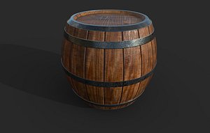 3D varnished wooden barrel