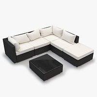 Outdoor Sectional Rattan Furniture Set - corner, armless, ottoman, coffee table