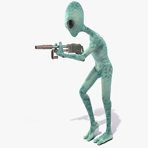 3D model extraterrestrial alien attacking pose