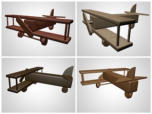3d model wooden aircraft toy set