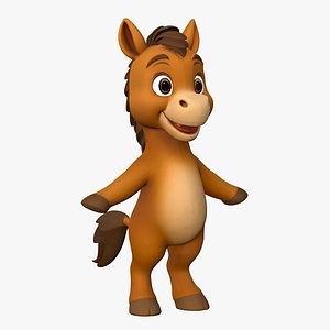 3D High-Quality Cute Cartoon Horse model