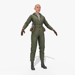 Asian Female Worker 3D model
