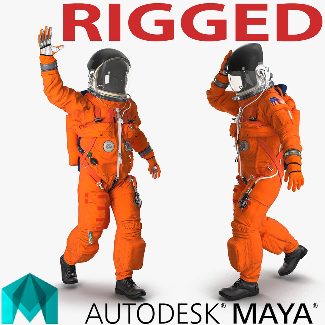 US Advanced Crew Escape Suit ACES Rigged for Maya 3D model preview