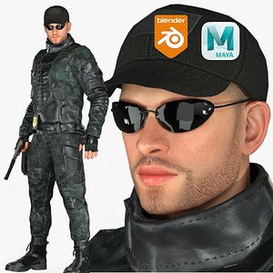 Realistic Rigged Soldier Man Character 3D Model model