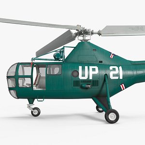 3D model Navy Helicopter Sikorsky H-5 Green Rigged