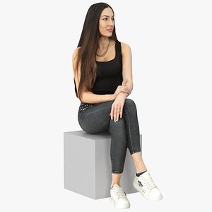 3D model Elizabeth Casual Spring Sitting Pose 01