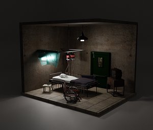 Abandoned Hospital room isometric 3D model 3D model