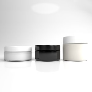 3D Set of 3 Cosmetic Jar Boxes 3D Model- FBX-3DS-DWG