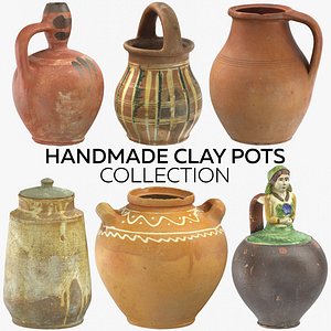 handmade clay pots 3D model