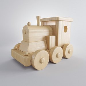 wooden train 3D model