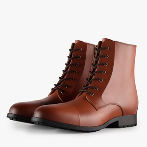 3d color leather work boots model