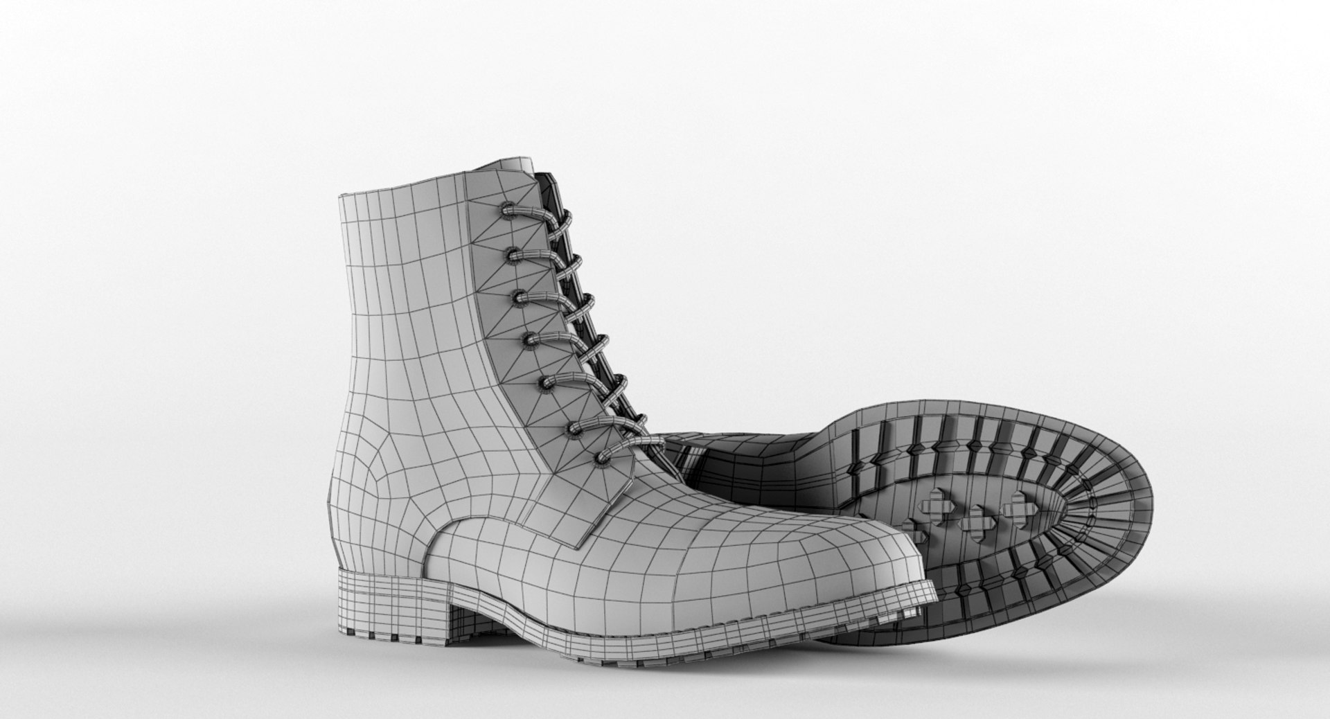 3d color leather work boots model