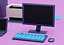 simple computers electronics office equipment 3D model