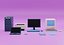 simple computers electronics office equipment 3D model