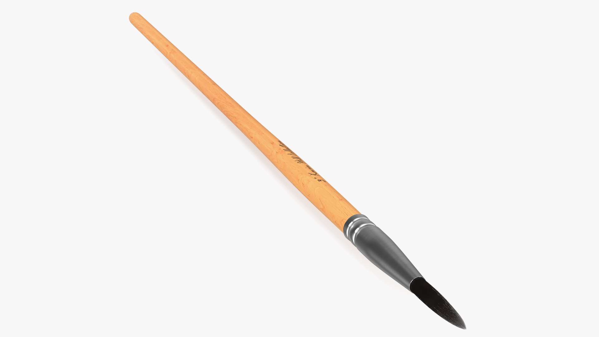 Classic Wooden Paint Brush with Fur 3D model preview