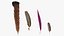 Pheasant and Guinea Fowl Feathers Set Brown Fur