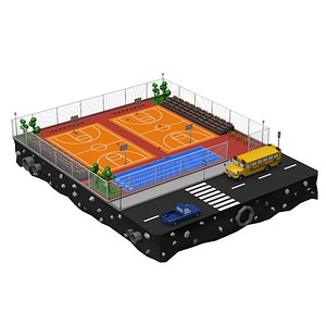 Basketball Court Low Poly 3D model