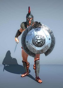 Gladiator soldier with sword and shield - 3d Model