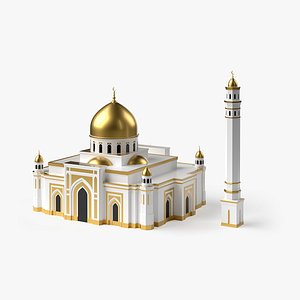 Mosque with Minaret 3D