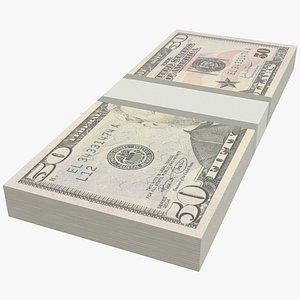 fifty dollars bills 3D model