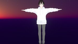 Game Ready Low Poly Anime Character Boy 5