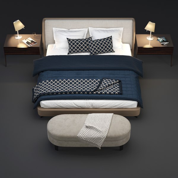 Minotti spencer bedroom set 3D model - TurboSquid 1630687