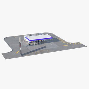 Small Petrol Station Blue 3D model