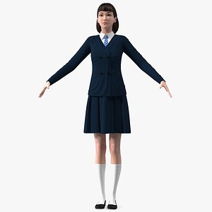 Chinese Schoolgirl Rigged 3D model