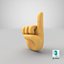 3D model backhand index pointing emoji