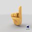 3D model backhand index pointing emoji