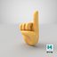 3D model backhand index pointing emoji