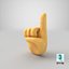 3D model backhand index pointing emoji