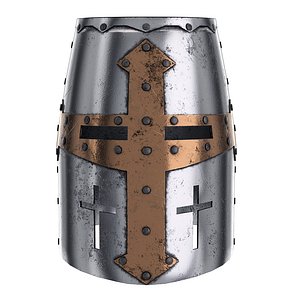 3D medieval knight tamplier crusader helmet