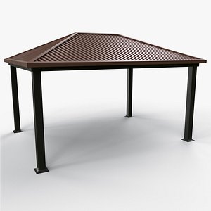 PBR Wooden Pergola Gazebo B4 3D