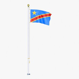 3D Democratic Republic of Congo Flag Stand Pole Animated Loop