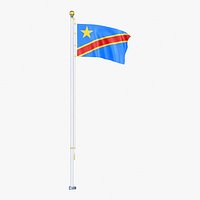 Democratic Republic of Congo Flag Stand Pole Animated Loop