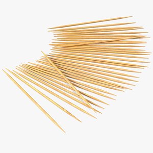 pile wooden toothpicks tooth 3D