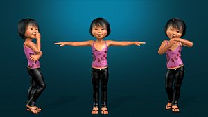 Cartoon Stylized-kid-teen-baby-3d model-Rigged