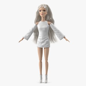 Barbie Doll White Dress Rigged