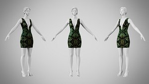 Dress 34 Emerald Whisper Velvet 3D