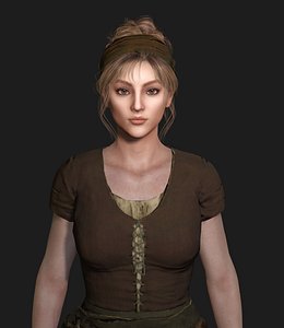 AAA 3D FANTASY MEDIEVAL CHARACTER - YOUNG BEAUTIFUL GIRL 03 3D model