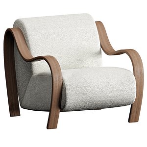Bisou Wood Accent Chair 3D model