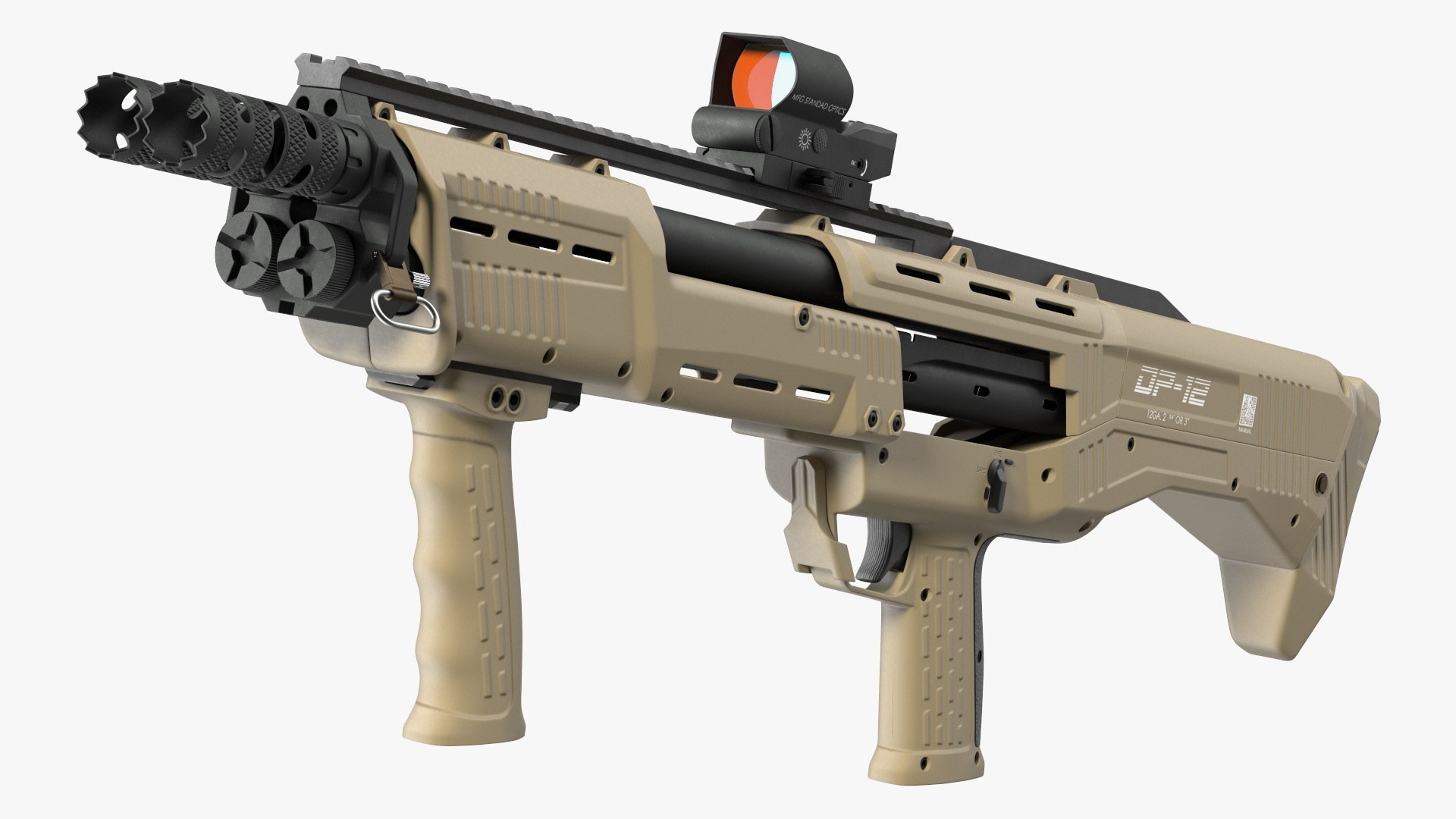 Flat Dark Earth MFG 12 Gauge Pump Rigged 3D model preview