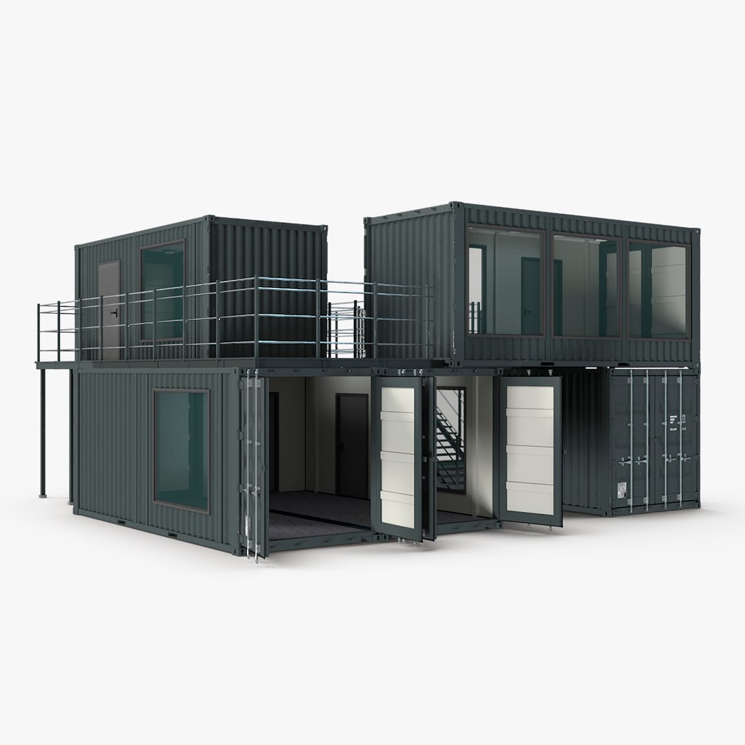 Container Office Black 3D model preview