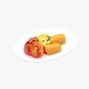 Boiled Shrimp and Corn Meal 3D model