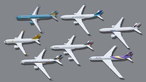 3D Low Poly Commercial Airplanes  Southeast Asia Airlines Set
