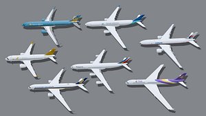 Low Poly Commercial Airplanes  Southeast Asia Airlines Set