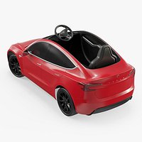 Electric Ride-On Car Model S Red Rigged for Cinema 4D